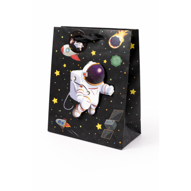 3D dovanų maišelis "Space" juodas 18 x 23 x 7 cm