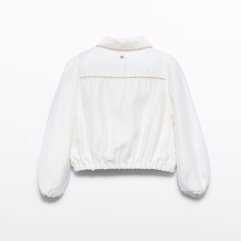 Girls ivory lyocell blouse with gold trim Abel & Lula 5619 2 Girls ivory lyocell blouse with gold trim Abel & Lula 5619 2