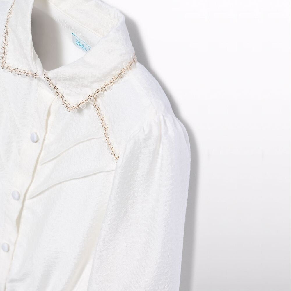 Girls ivory lyocell blouse with gold trim Abel & Lula 5619 3