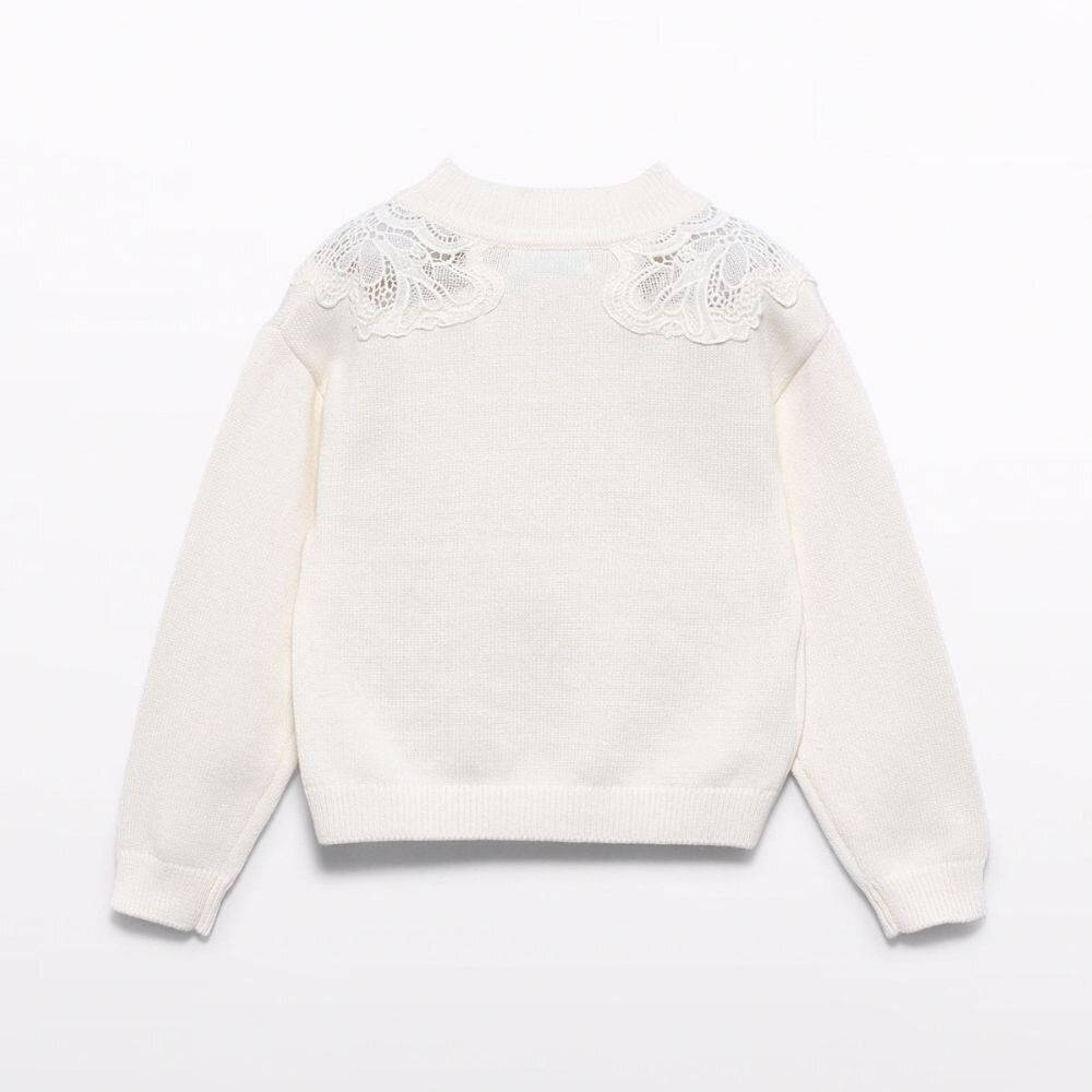 Girls white sweater with guipure detail Abel & Lula 5883 2 Girls white sweater with guipure detail Abel & Lula 5883 2