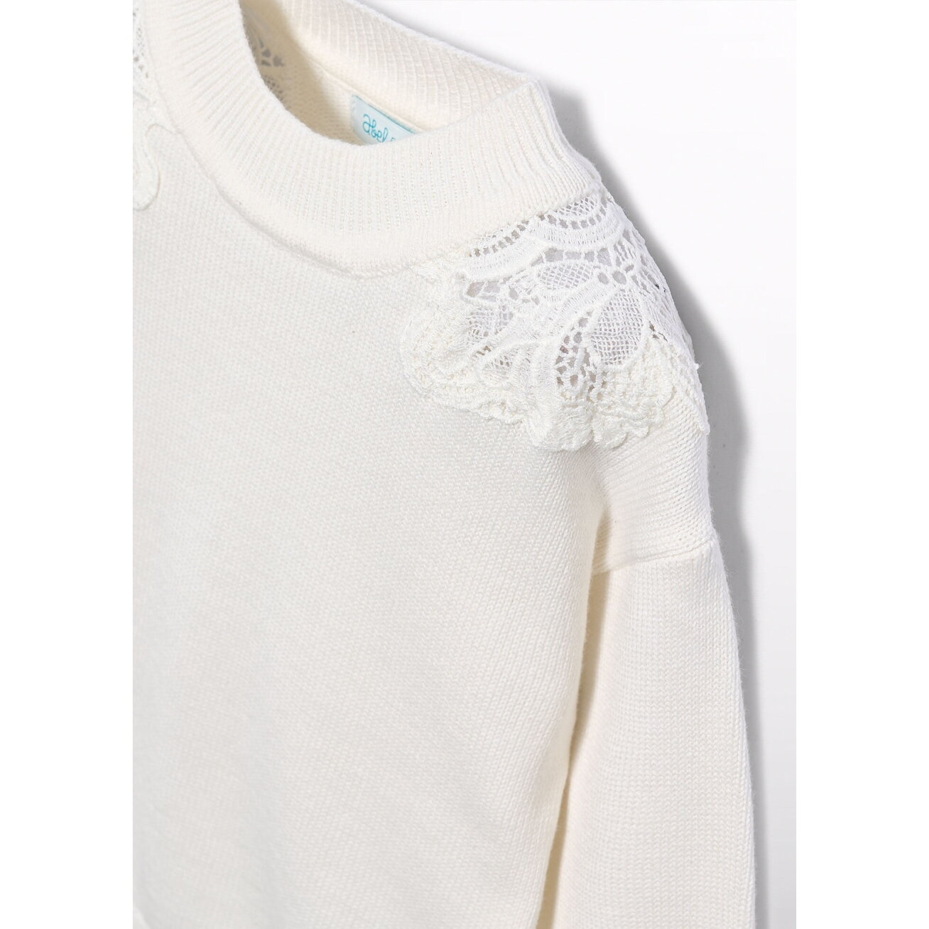 Girls white sweater with guipure detail Abel & Lula 5883 3