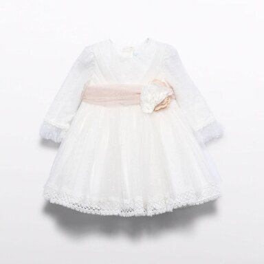 Baby girl white & beige tulle occasion dress Abel & Lula 5503 Baby girl white & beige tulle occasion dress Abel & Lula 5503