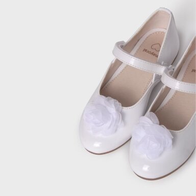 Girls white Mary jane shoes with tulle detail Mayoral 47531 Girls white Mary jane shoes with tulle detail Mayoral 47531