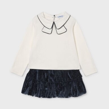Girls white blouse & navy velvet skirt set Mayoral 4936 Girls white blouse & navy velvet skirt set Mayoral 4936