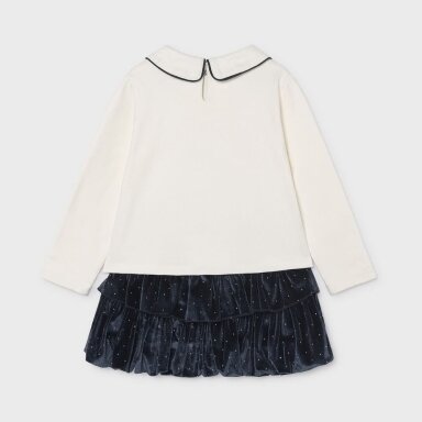 Girls white blouse & navy velvet skirt set Mayoral 4936 Girls white blouse & navy velvet skirt set Mayoral 4936