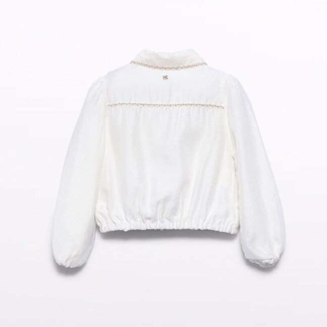 Girls ivory lyocell blouse with gold trim Abel & Lula 5619 2 Girls ivory lyocell blouse with gold trim Abel & Lula 5619 2
