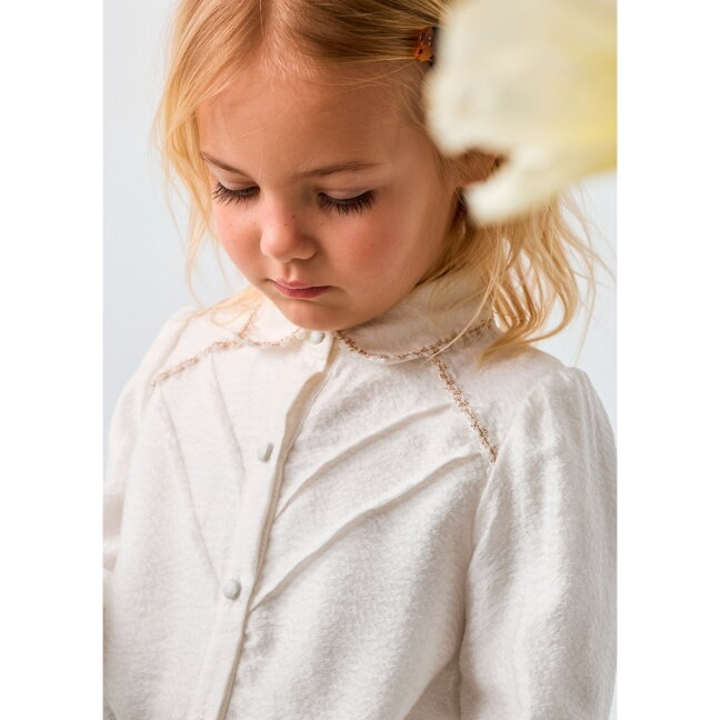 Girls ivory lyocell blouse with gold trim Abel & Lula 5619 Girls ivory lyocell blouse with gold trim Abel & Lula 5619
