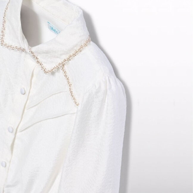 Girls ivory lyocell blouse with gold trim Abel & Lula 5619 3