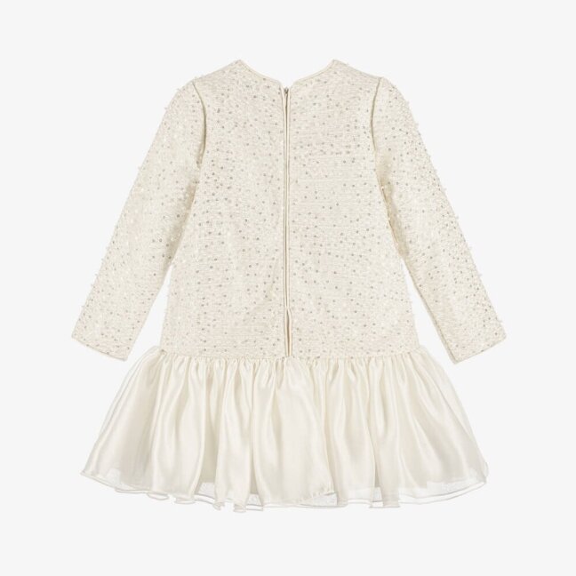Balta suknelė mergaitei su perlais ir žvyneliais Abel & Lula 5537 2 Balta suknelė mergaitei su perlais ir žvyneliais Abel & Lula 5537 2