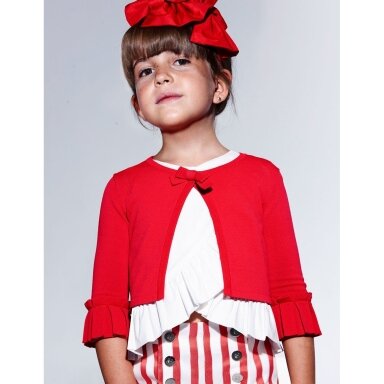 Girls red tricot bow cardigan Abel & Lula 5323 Girls red tricot bow cardigan Abel & Lula 5323