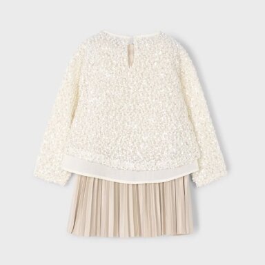 Girls ivory & beige sequin dress set Mayoral 4925 Girls ivory & beige sequin dress set Mayoral 4925