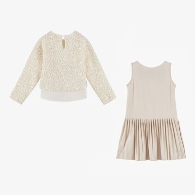 Girls ivory & beige sequin dress set Mayoral 4925 Girls ivory & beige sequin dress set Mayoral 4925