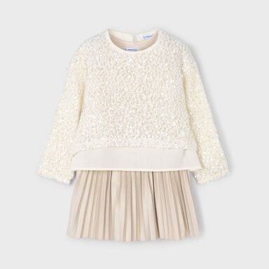 Girls ivory & beige sequin dress set Mayoral 4925 Girls ivory & beige sequin dress set Mayoral 4925