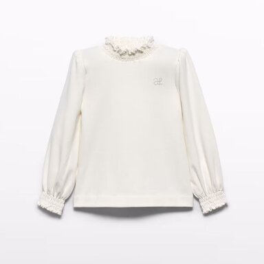 Girls white ribbed turtleneck Abel & Lula 5672 Girls white ribbed turtleneck Abel & Lula 5672