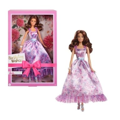 Kolekcinė Barbie lėlė su gėlėta alyvine suknele Kolekcinė Barbie lėlė su gėlėta alyvine suknele