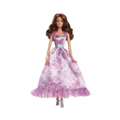Kolekcinė Barbie lėlė su gėlėta alyvine suknele Kolekcinė Barbie lėlė su gėlėta alyvine suknele