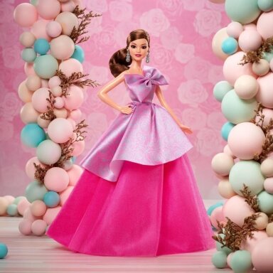 Kolekcinė Barbie lėlė su rožine suknele Kolekcinė Barbie lėlė su rožine suknele