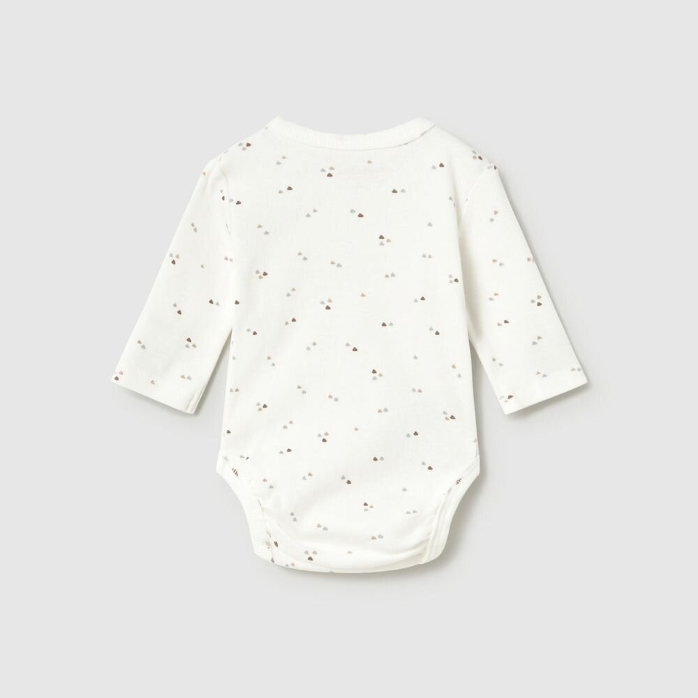 Baby ivory cotton long-sleeve bodysuit with clouds print Mayoral 2702 1