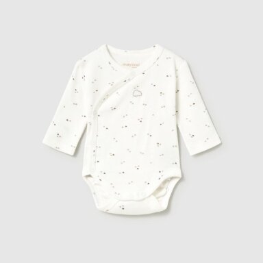 Baby ivory cotton long-sleeve bodysuit with clouds print Mayoral 2702
