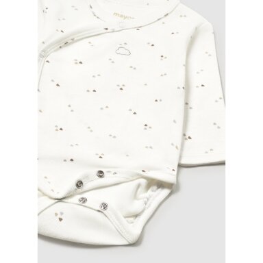 Baby ivory cotton long-sleeve bodysuit with clouds print Mayoral 2702