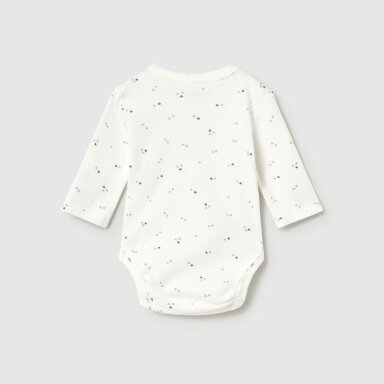 Baby ivory cotton long-sleeve bodysuit with clouds print Mayoral 2702