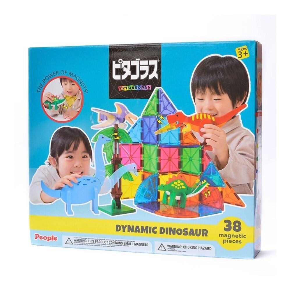 Magnetinis konstruktorius "Pythagoras" su interaktyviais dinozaurais 3m+
