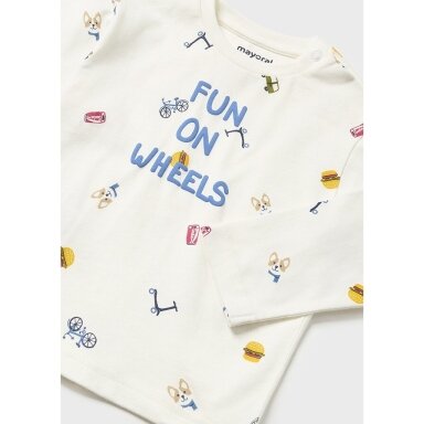 Boys ivory cotton top "Fun on Wheels" Mayoral 2021