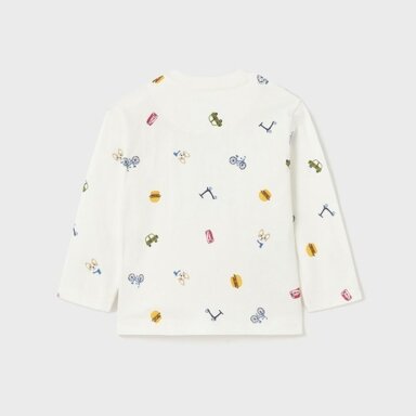 Boys ivory cotton top "Fun on Wheels" Mayoral 2021