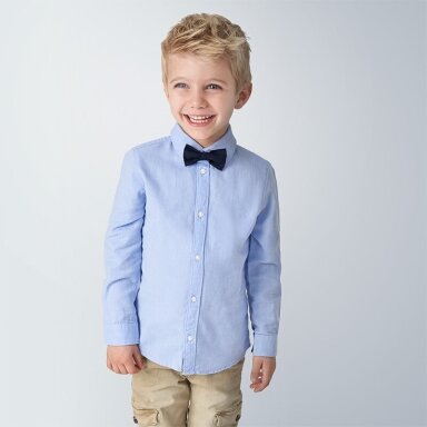 Boys long sleeved blue shirt with bow-tie Mayoral 4139 Boys long sleeved blue shirt with bow-tie Mayoral 4139