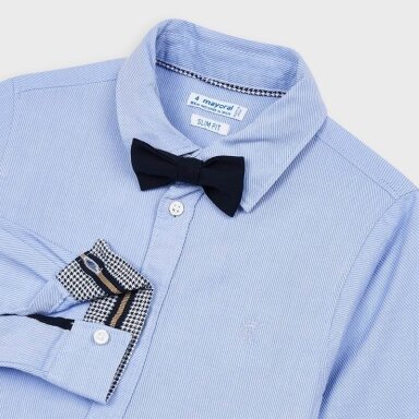 Boys long sleeved blue shirt with bow-tie Mayoral 4139 Boys long sleeved blue shirt with bow-tie Mayoral 4139