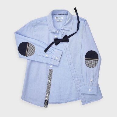 Boys long sleeved blue shirt with bow-tie Mayoral 4139 Boys long sleeved blue shirt with bow-tie Mayoral 4139