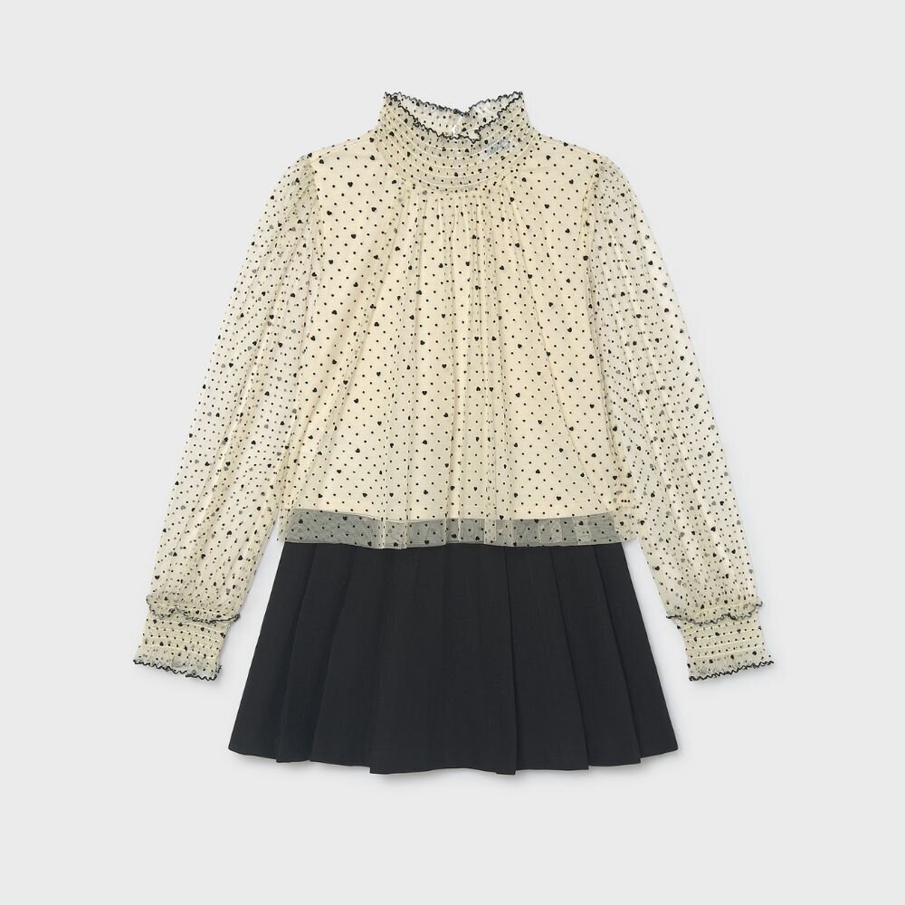 Girls cream tulle blouse & black skirt set Mayoral 7946 1