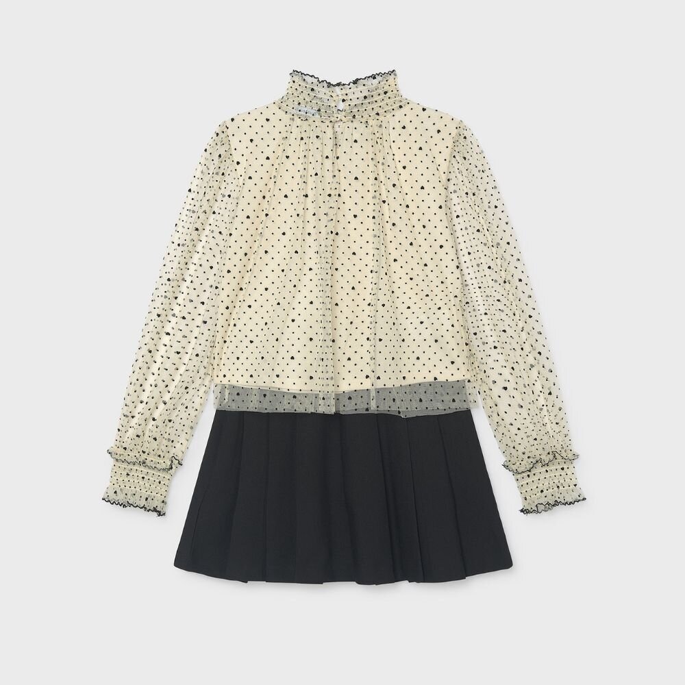 Girls cream tulle blouse & black skirt set Mayoral 7946 2 Girls cream tulle blouse & black skirt set Mayoral 7946 2
