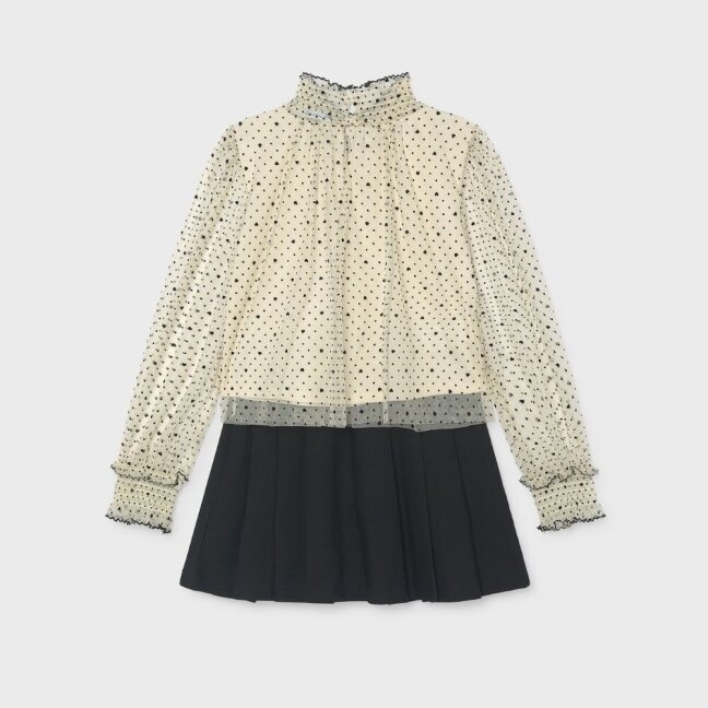 Girls cream tulle blouse & black skirt set Mayoral 7946 2