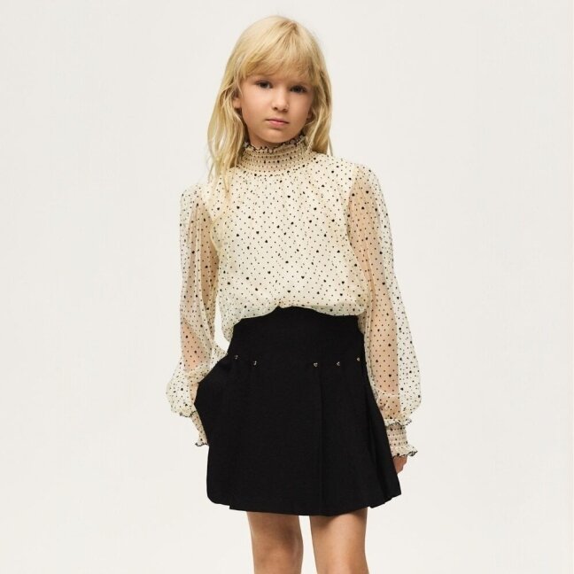 Girls cream tulle blouse & black skirt set Mayoral 7946 Girls cream tulle blouse & black skirt set Mayoral 7946