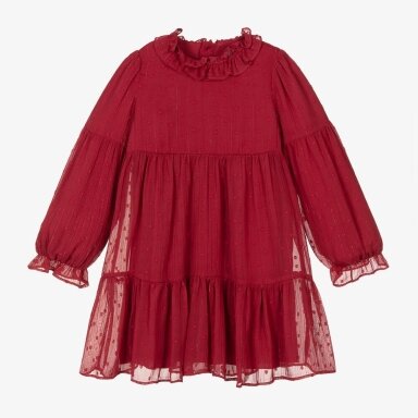 Girls red chiffon dress Abel & Lula 5535 Girls red chiffon dress Abel & Lula 5535