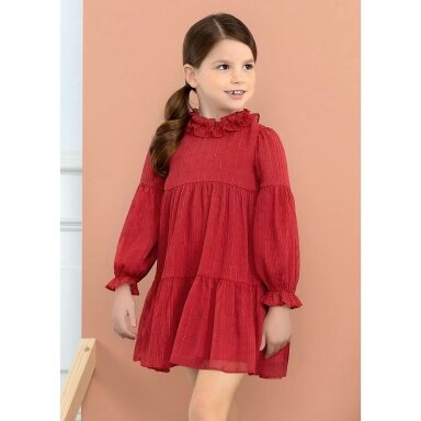 Girls red chiffon dress Abel & Lula 5535 Girls red chiffon dress Abel & Lula 5535