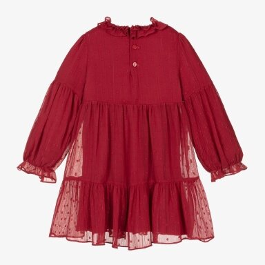 Girls red chiffon dress Abel & Lula 5535 Girls red chiffon dress Abel & Lula 5535