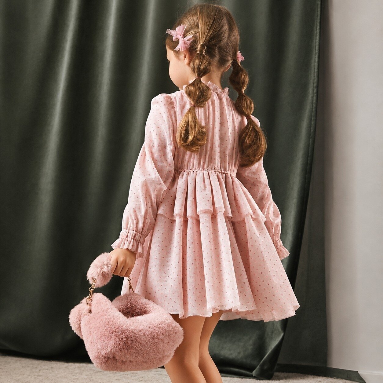 Girls pink tulle glitter dress Abel & Lula 5532