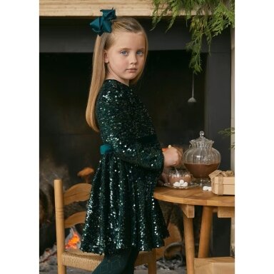 Girls emerald green sequin dress Abel & Lula 5575 Girls emerald green sequin dress Abel & Lula 5575